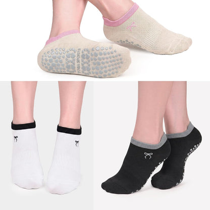 3 Pack Pilates Socks Yoga Socks with Grips for Women Non Slip, Workout, Pure Barre, Ballet, Dance, Hospital Socks