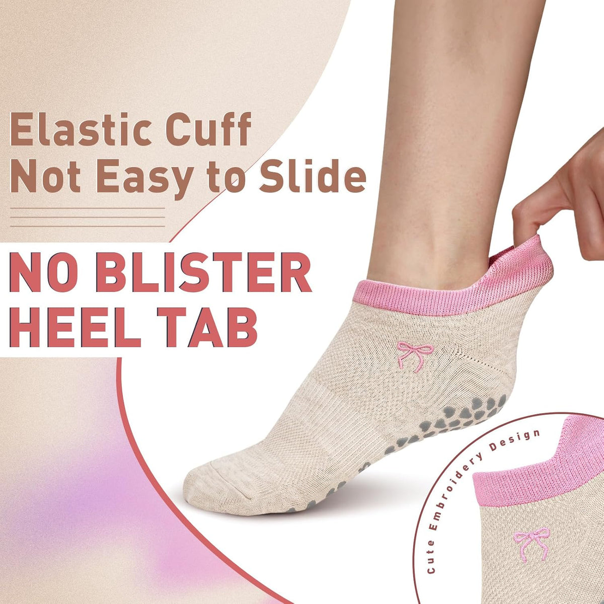 3 Pack Pilates Socks Yoga Socks with Grips for Women Non Slip, Workout, Pure Barre, Ballet, Dance, Hospital Socks