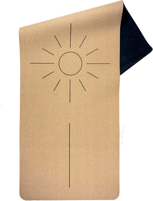 's Organic Cork Yoga Mat with Recycled Natural Rubber, 4mm Thick • The Sun Mat