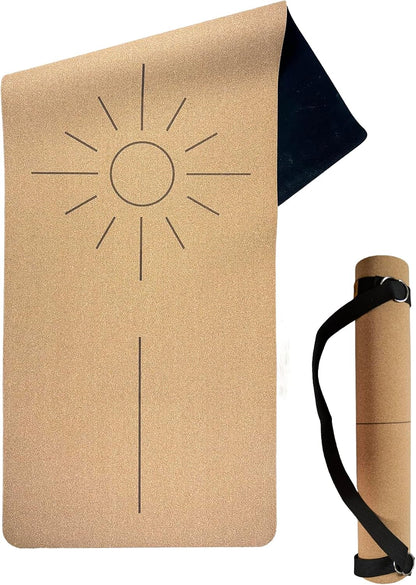 's Organic Cork Yoga Mat with Recycled Natural Rubber, 4mm Thick • The Sun Mat