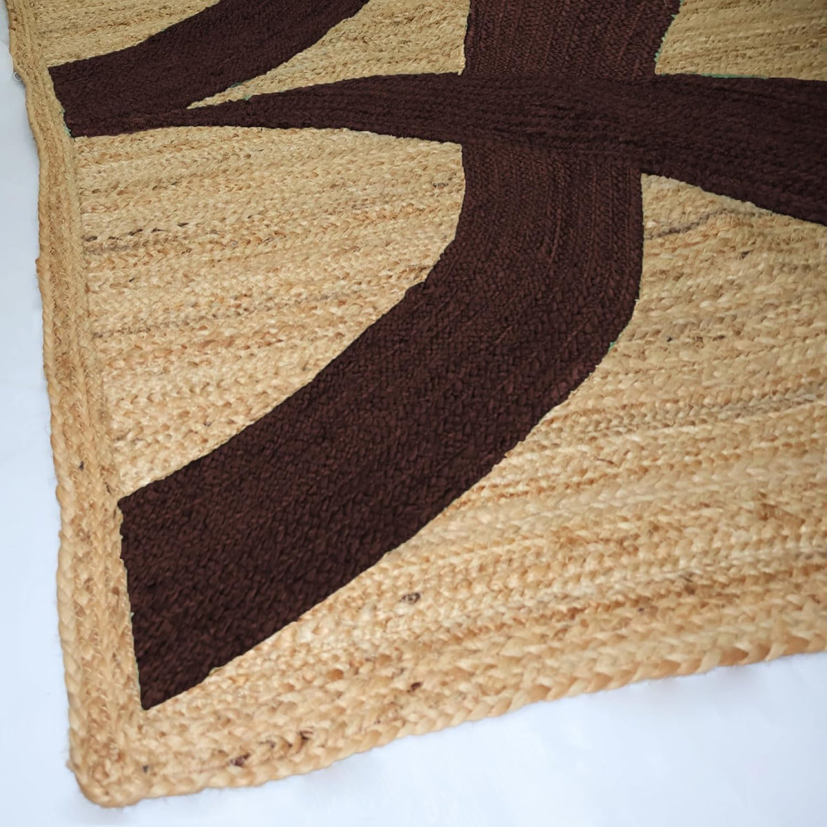Premium Quality Jute Rug 4x6 Feet Area Rug Natural Fiber Jute Rugs Thick 0.27" Black Abstract Pattern Geometric Rugs for Kids Room, Living Room, Yoga Mat, Indoor Outdoor Carpet - Colors B