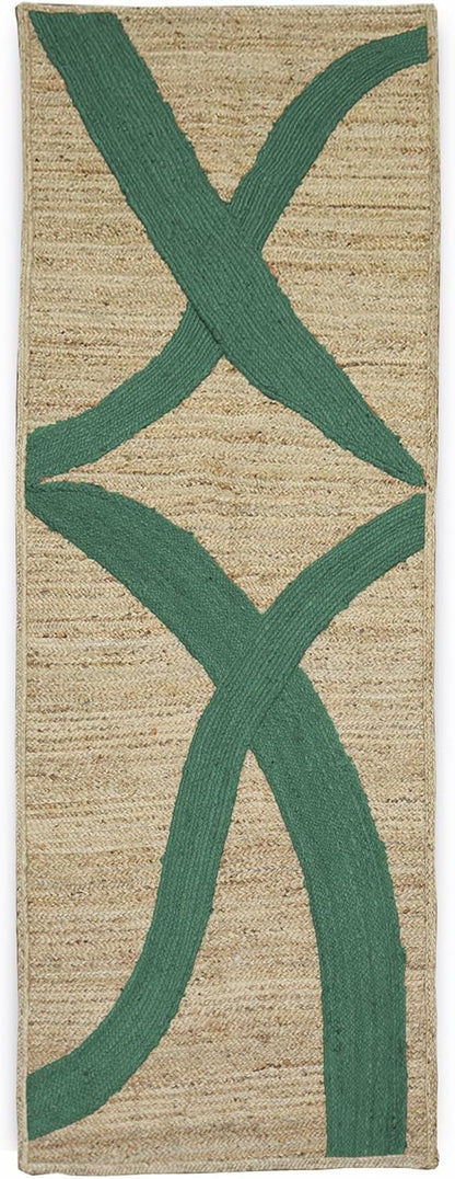 Premium Quality Jute Rug 4x6 Feet Area Rug Natural Fiber Jute Rugs Thick 0.27" Black Abstract Pattern Geometric Rugs for Kids Room, Living Room, Yoga Mat, Indoor Outdoor Carpet - Colors B