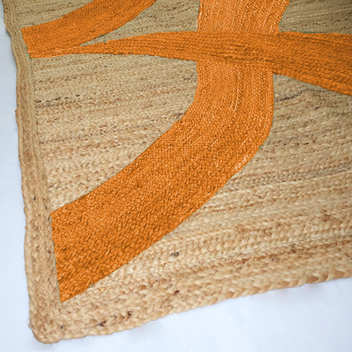 Premium Quality Jute Rug 4x6 Feet Area Rug Natural Fiber Jute Rugs Thick 0.27" Black Abstract Pattern Geometric Rugs for Kids Room, Living Room, Yoga Mat, Indoor Outdoor Carpet - Colors B