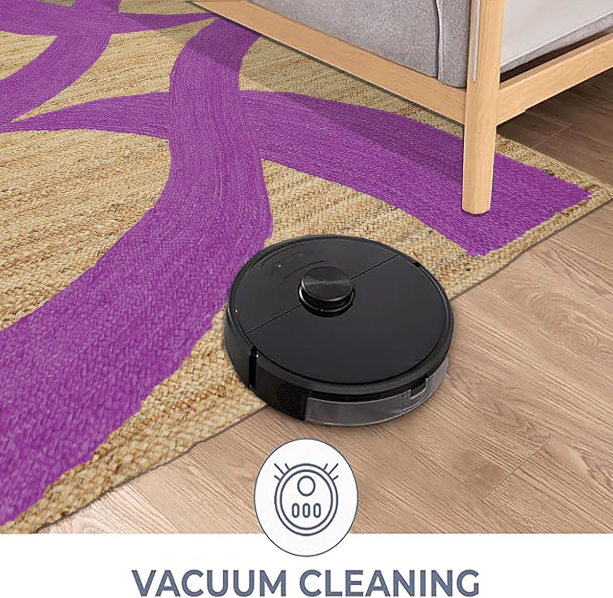 Premium Quality Jute Rug 4x6 Feet Area Rug Natural Fiber Jute Rugs Thick 0.27" Black Abstract Pattern Geometric Rugs for Kids Room, Living Room, Yoga Mat, Indoor Outdoor Carpet - Colors B