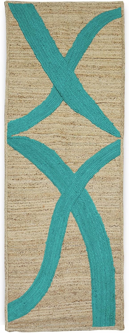 Premium Quality Jute Rug 4x6 Feet Area Rug Natural Fiber Jute Rugs Thick 0.27" Black Abstract Pattern Geometric Rugs for Kids Room, Living Room, Yoga Mat, Indoor Outdoor Carpet - Colors B