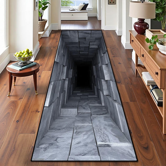 Runner Rug Washable 2x8 3D Optical Illusion Colorful Realistic Stone Blocks Symmetrical Non-Slip Hallway Area Rug Indoor Outdoor Home Decor for Entryway Bathroom Kitchen Carpet Yoga Floor Mat