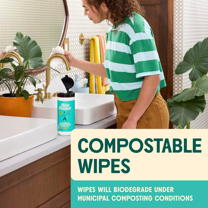 Natural Cleaning Vinegar Wipes, Eucalyptus, 35 Count