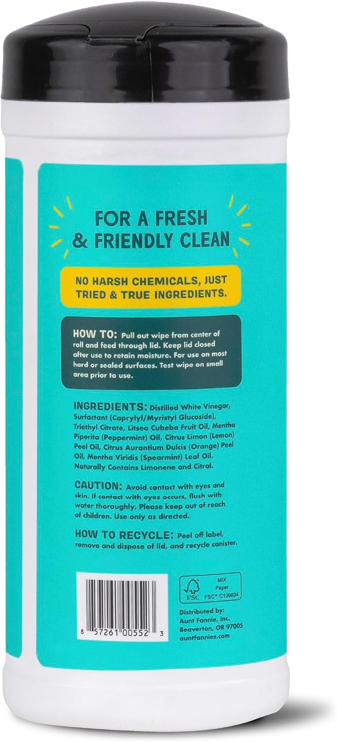 Natural Cleaning Vinegar Wipes, Eucalyptus, 35 Count