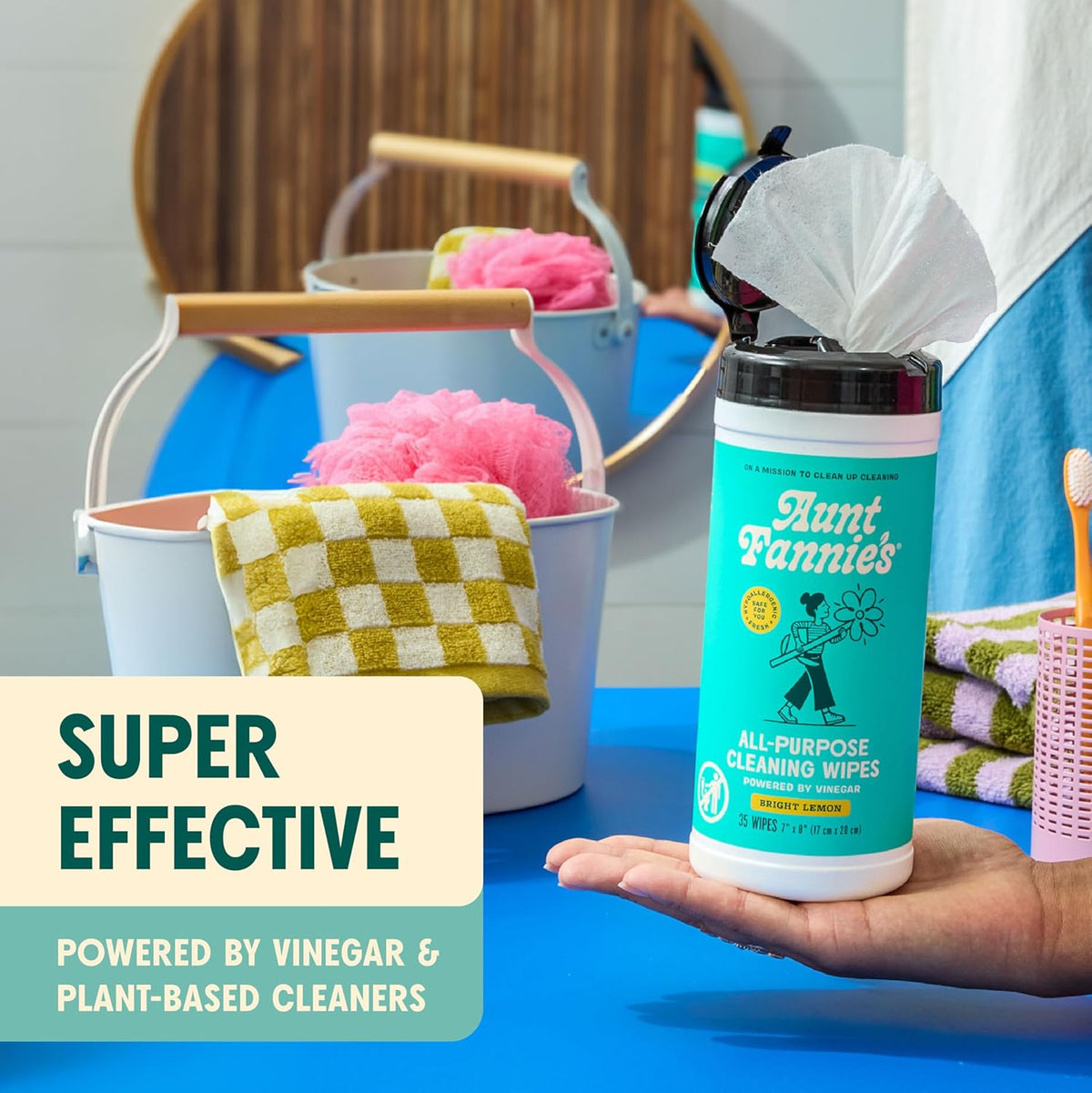 Natural Cleaning Vinegar Wipes, Eucalyptus, 35 Count