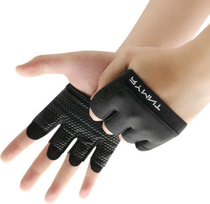 Minimal Workout Gloves for Women Men, Micro Fingerless Gym Gloves Grip Pads