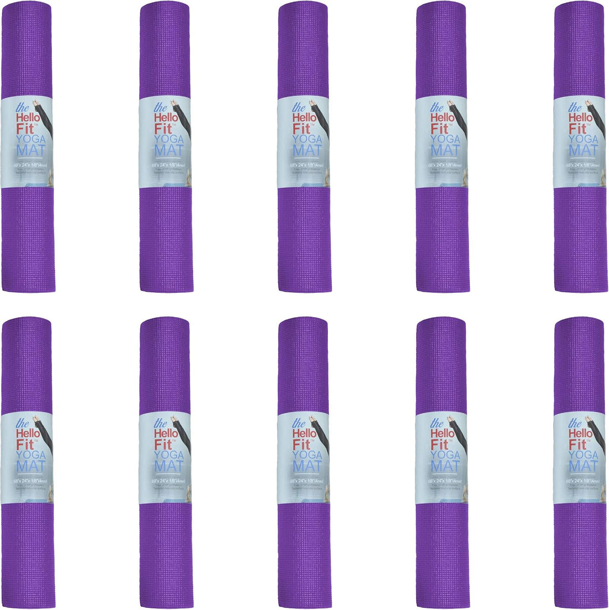 10 Pack Kid-Friendly Yoga Mat, 68"x24"x4mm Thick