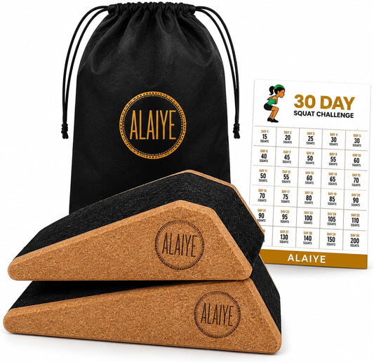 Squat Wedge Blocks (Set of 2) – Non-Slip Slant Boards for Lower Body Workouts Ankle and Calf Stretching - Yoga Blocks, Designed to Elevate Heels and Squat Support - Includes Carry Bag