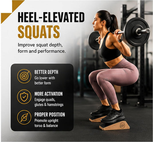 Squat Wedge Blocks (Set of 2) – Non-Slip Slant Boards for Lower Body Workouts Ankle and Calf Stretching - Yoga Blocks, Designed to Elevate Heels and Squat Support - Includes Carry Bag