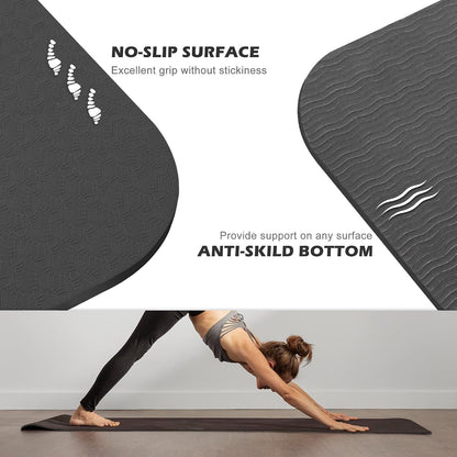 Yoga Mat Extra Thick 1/3'' & 2/5" Non Slip Yoga Mats for Women Eco Friendly TPE Fitness Exercise Mat with Carrying Sling & Storage Bag