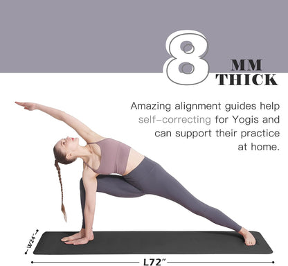 Yoga Mat Extra Thick 1/3'' & 2/5" Non Slip Yoga Mats for Women Eco Friendly TPE Fitness Exercise Mat with Carrying Sling & Storage Bag