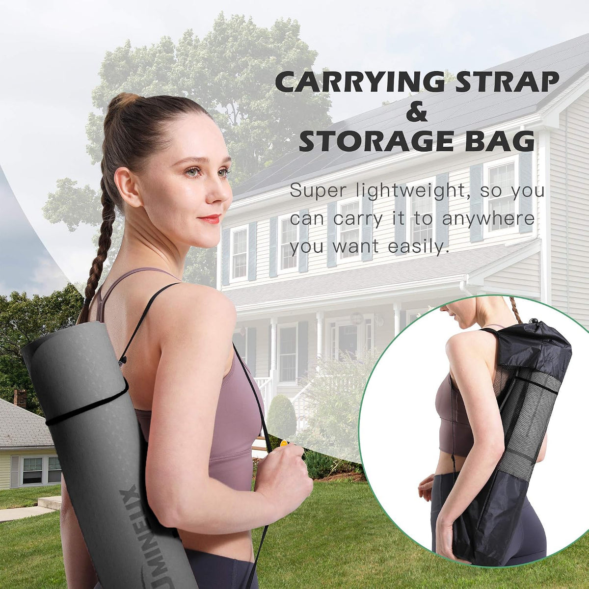 Yoga Mat Extra Thick 1/3'' & 2/5" Non Slip Yoga Mats for Women Eco Friendly TPE Fitness Exercise Mat with Carrying Sling & Storage Bag