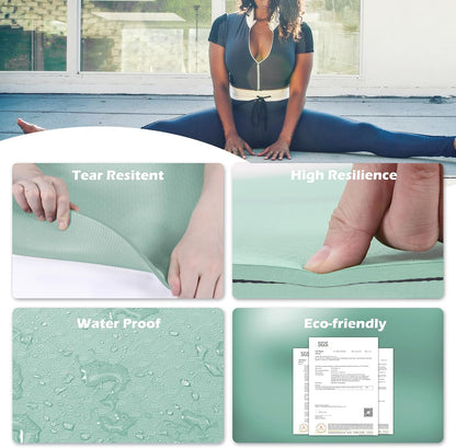 Yoga Mat Extra Thick 1/3'' & 2/5" Non Slip Yoga Mats for Women Eco Friendly TPE Fitness Exercise Mat with Carrying Sling & Storage Bag