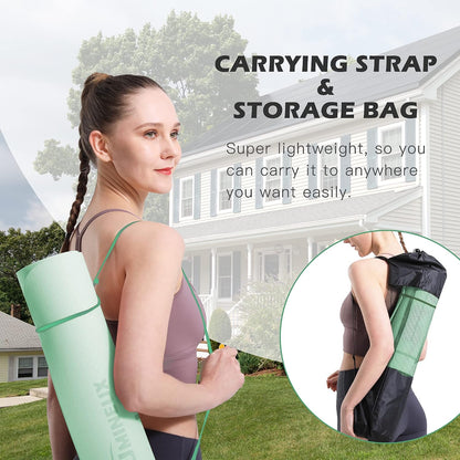 Yoga Mat Extra Thick 1/3'' & 2/5" Non Slip Yoga Mats for Women Eco Friendly TPE Fitness Exercise Mat with Carrying Sling & Storage Bag