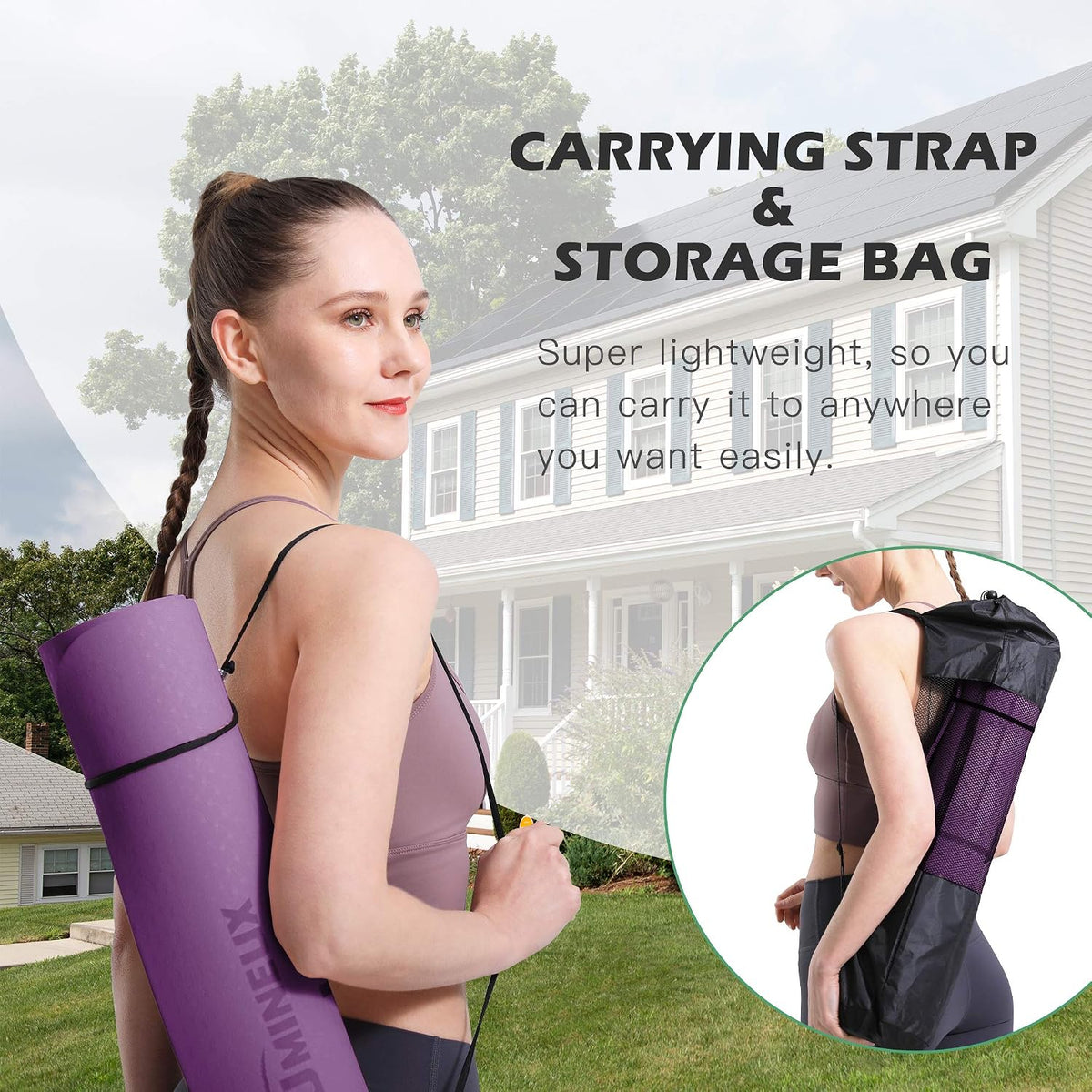 Yoga Mat Extra Thick 1/3'' & 2/5" Non Slip Yoga Mats for Women Eco Friendly TPE Fitness Exercise Mat with Carrying Sling & Storage Bag