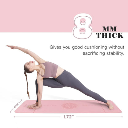 Yoga Mat Extra Thick 1/3'' & 2/5" Non Slip Yoga Mats for Women Eco Friendly TPE Fitness Exercise Mat with Carrying Sling & Storage Bag