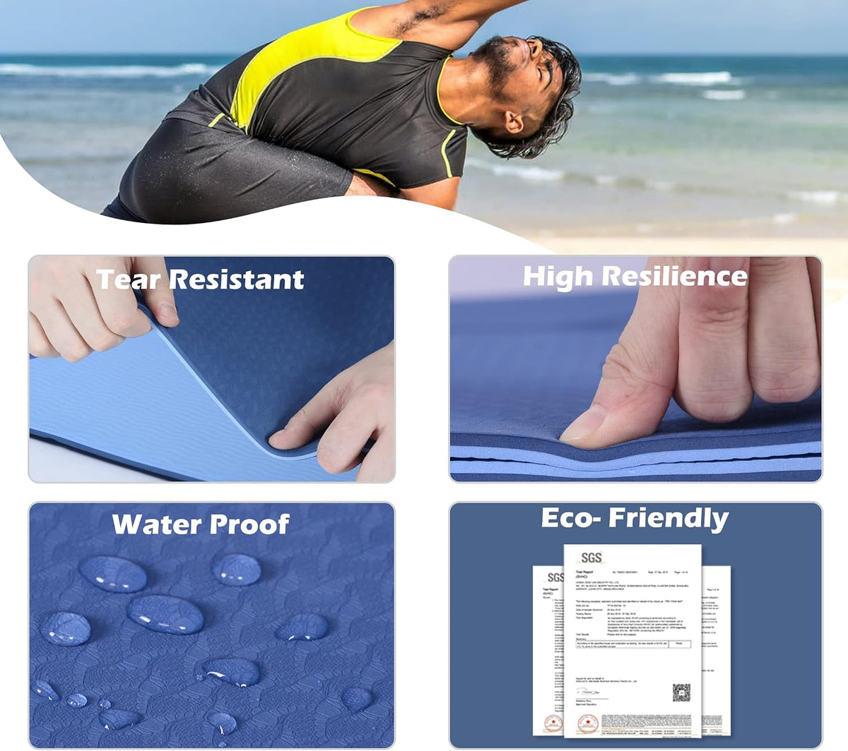 Yoga Mat Extra Thick 1/3'' & 2/5" Non Slip Yoga Mats for Women Eco Friendly TPE Fitness Exercise Mat with Carrying Sling & Storage Bag