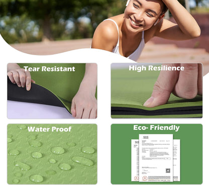 Yoga Mat Extra Thick 1/3'' & 2/5" Non Slip Yoga Mats for Women Eco Friendly TPE Fitness Exercise Mat with Carrying Sling & Storage Bag