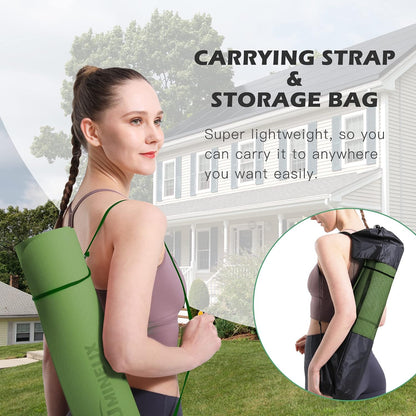 Yoga Mat Extra Thick 1/3'' & 2/5" Non Slip Yoga Mats for Women Eco Friendly TPE Fitness Exercise Mat with Carrying Sling & Storage Bag