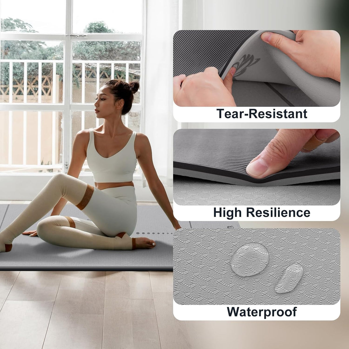 Yoga Mat Extra Thick 1/3'' & 2/5" Non Slip Yoga Mats for Women Eco Friendly TPE Fitness Exercise Mat with Carrying Sling & Storage Bag