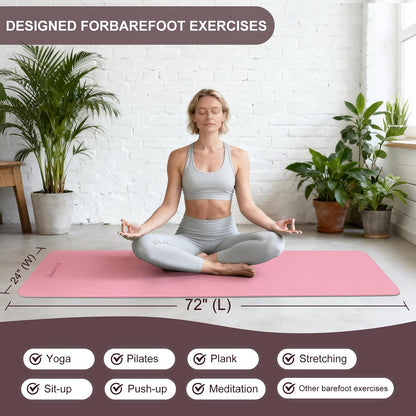 Yoga Mat Extra Thick 1/3'' & 2/5" Non Slip Yoga Mats for Women Eco Friendly TPE Fitness Exercise Mat with Carrying Sling & Storage Bag