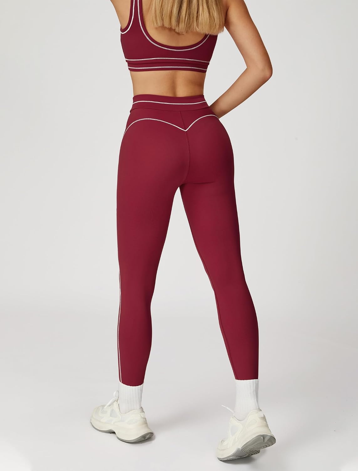 Women 2 Piece Workout U Back Color Block Sports Bra High Waist Tummy Control Active Leggings Yoga Pilates Outfits