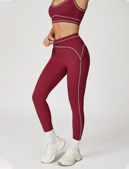 Women 2 Piece Workout U Back Color Block Sports Bra High Waist Tummy Control Active Leggings Yoga Pilates Outfits