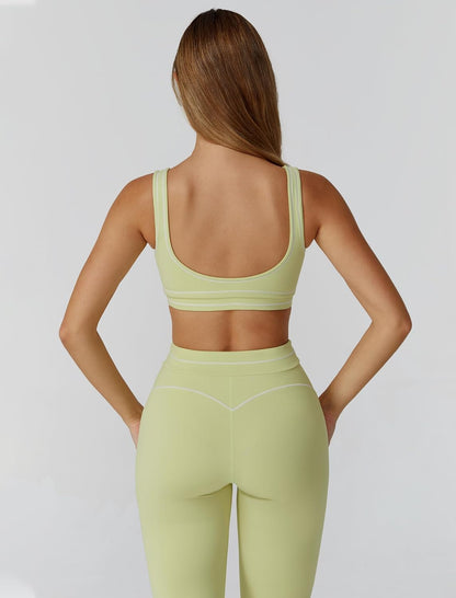 Women 2 Piece Workout U Back Color Block Sports Bra High Waist Tummy Control Active Leggings Yoga Pilates Outfits