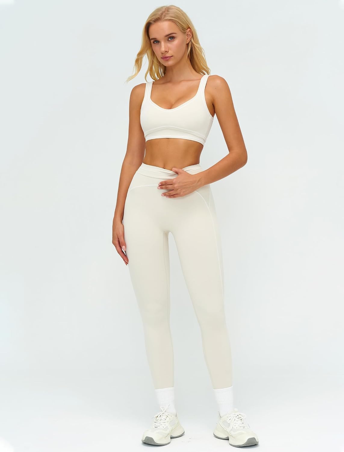 Women 2 Piece Workout U Back Color Block Sports Bra High Waist Tummy Control Active Leggings Yoga Pilates Outfits