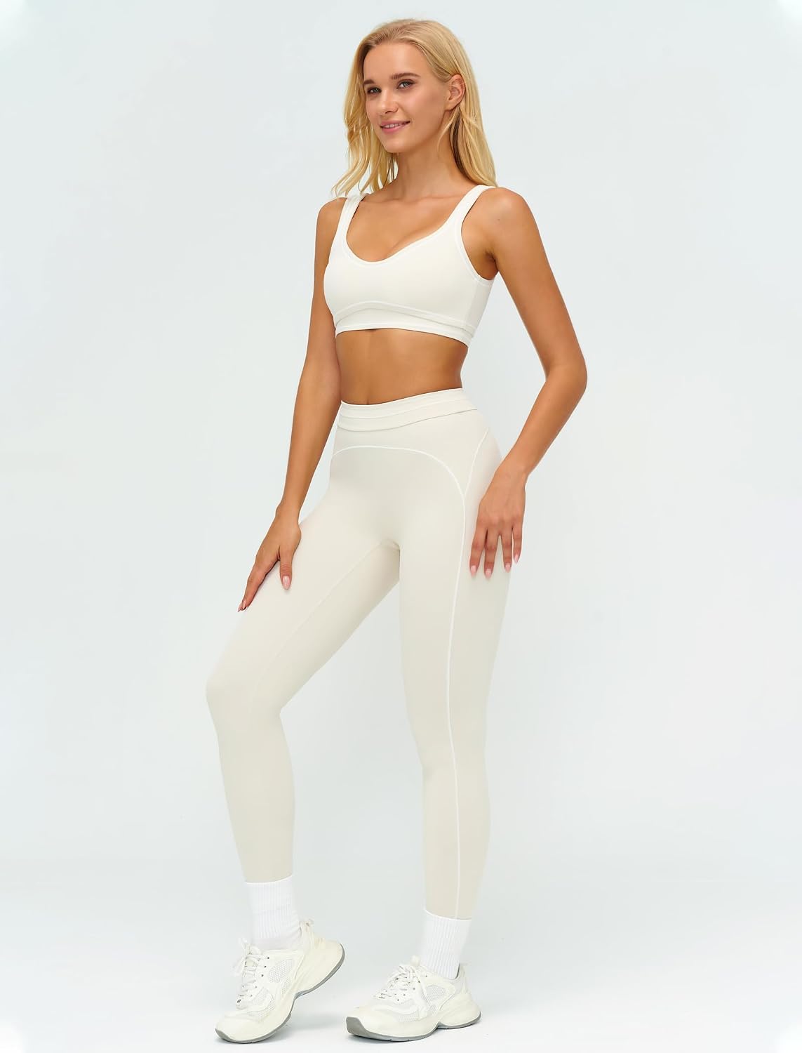 Women 2 Piece Workout U Back Color Block Sports Bra High Waist Tummy Control Active Leggings Yoga Pilates Outfits