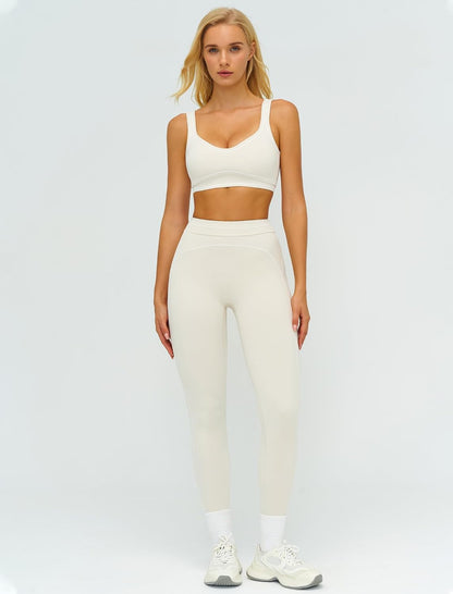 Women 2 Piece Workout U Back Color Block Sports Bra High Waist Tummy Control Active Leggings Yoga Pilates Outfits