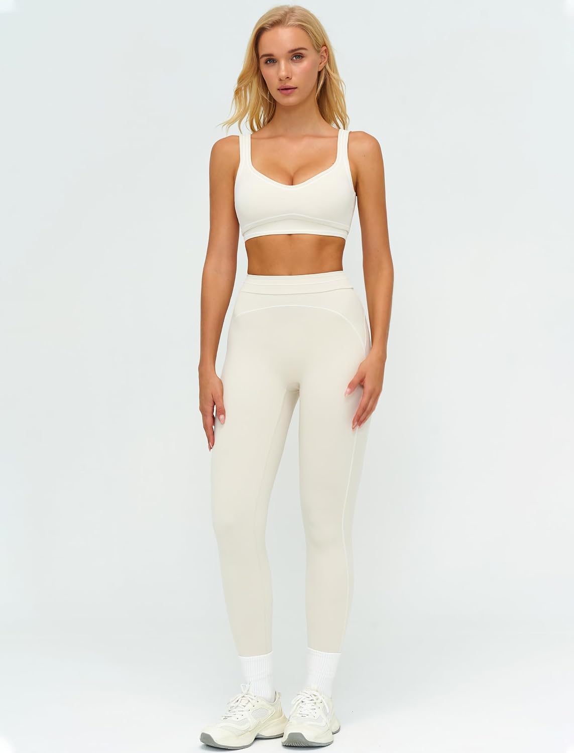 Women 2 Piece Workout U Back Color Block Sports Bra High Waist Tummy Control Active Leggings Yoga Pilates Outfits
