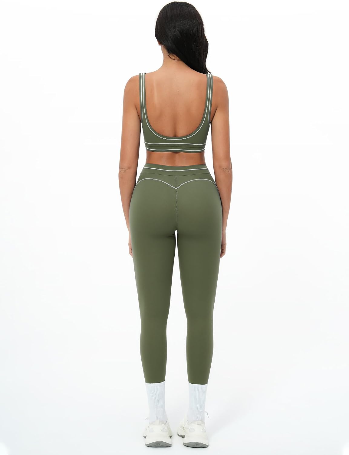 Women 2 Piece Workout U Back Color Block Sports Bra High Waist Tummy Control Active Leggings Yoga Pilates Outfits