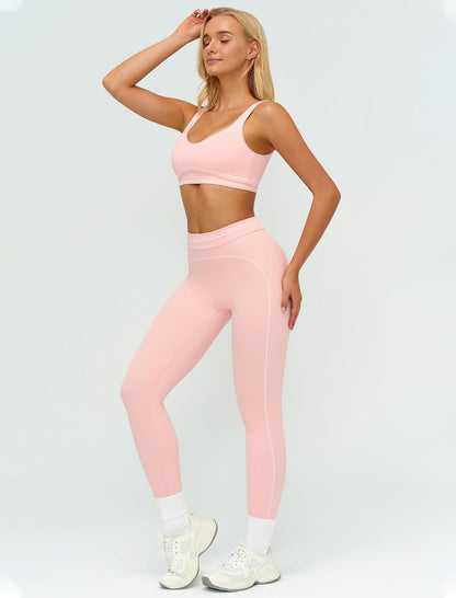 Women 2 Piece Workout U Back Color Block Sports Bra High Waist Tummy Control Active Leggings Yoga Pilates Outfits