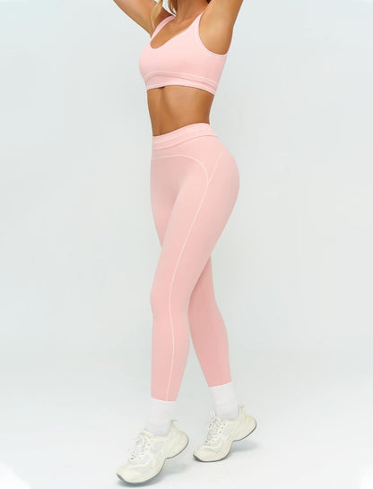 Women 2 Piece Workout U Back Color Block Sports Bra High Waist Tummy Control Active Leggings Yoga Pilates Outfits