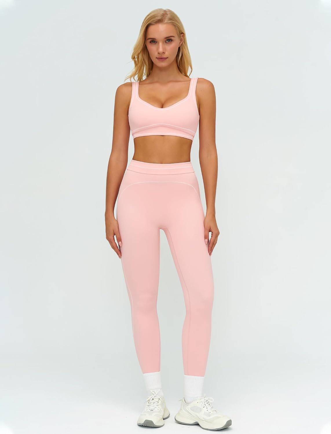 Women 2 Piece Workout U Back Color Block Sports Bra High Waist Tummy Control Active Leggings Yoga Pilates Outfits