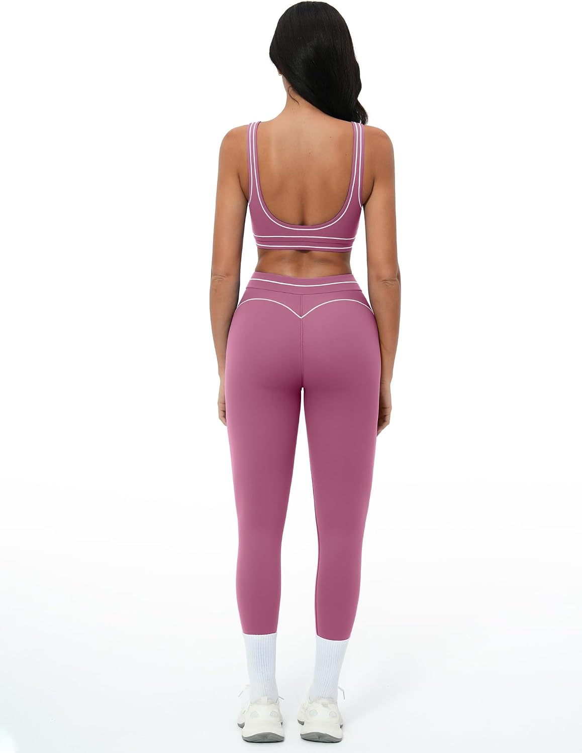 Women 2 Piece Workout U Back Color Block Sports Bra High Waist Tummy Control Active Leggings Yoga Pilates Outfits