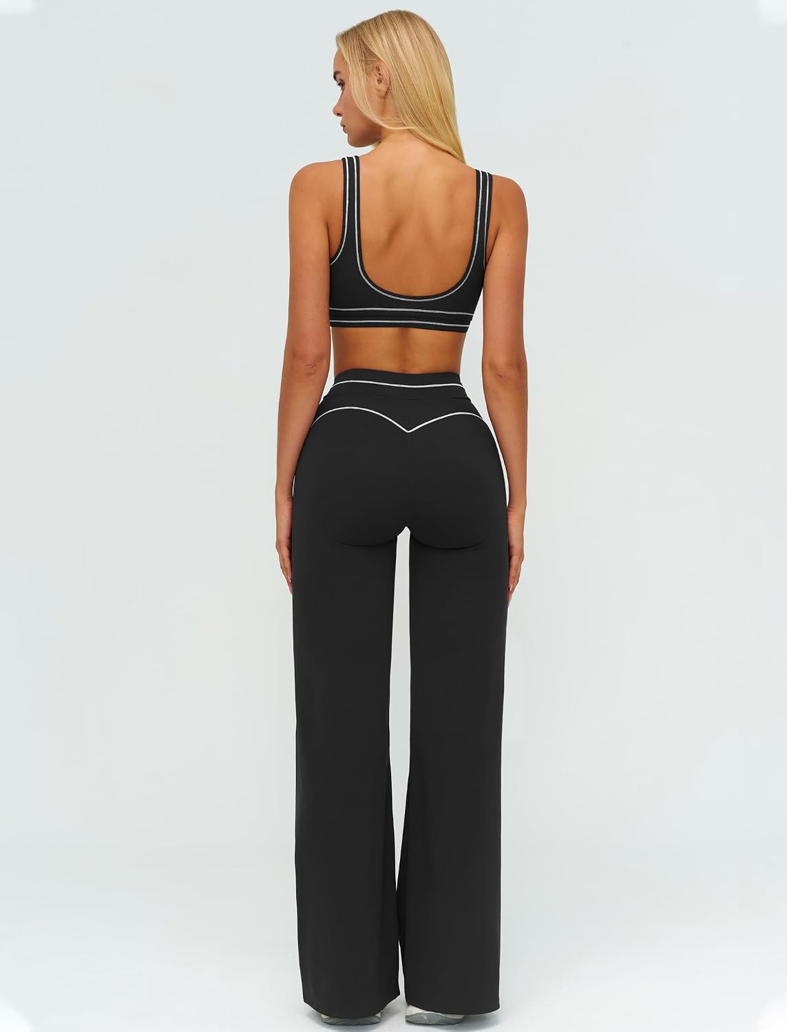 Women 2 Piece Workout U Back Color Block Sports Bra High Waist Tummy Control Active Leggings Yoga Pilates Outfits