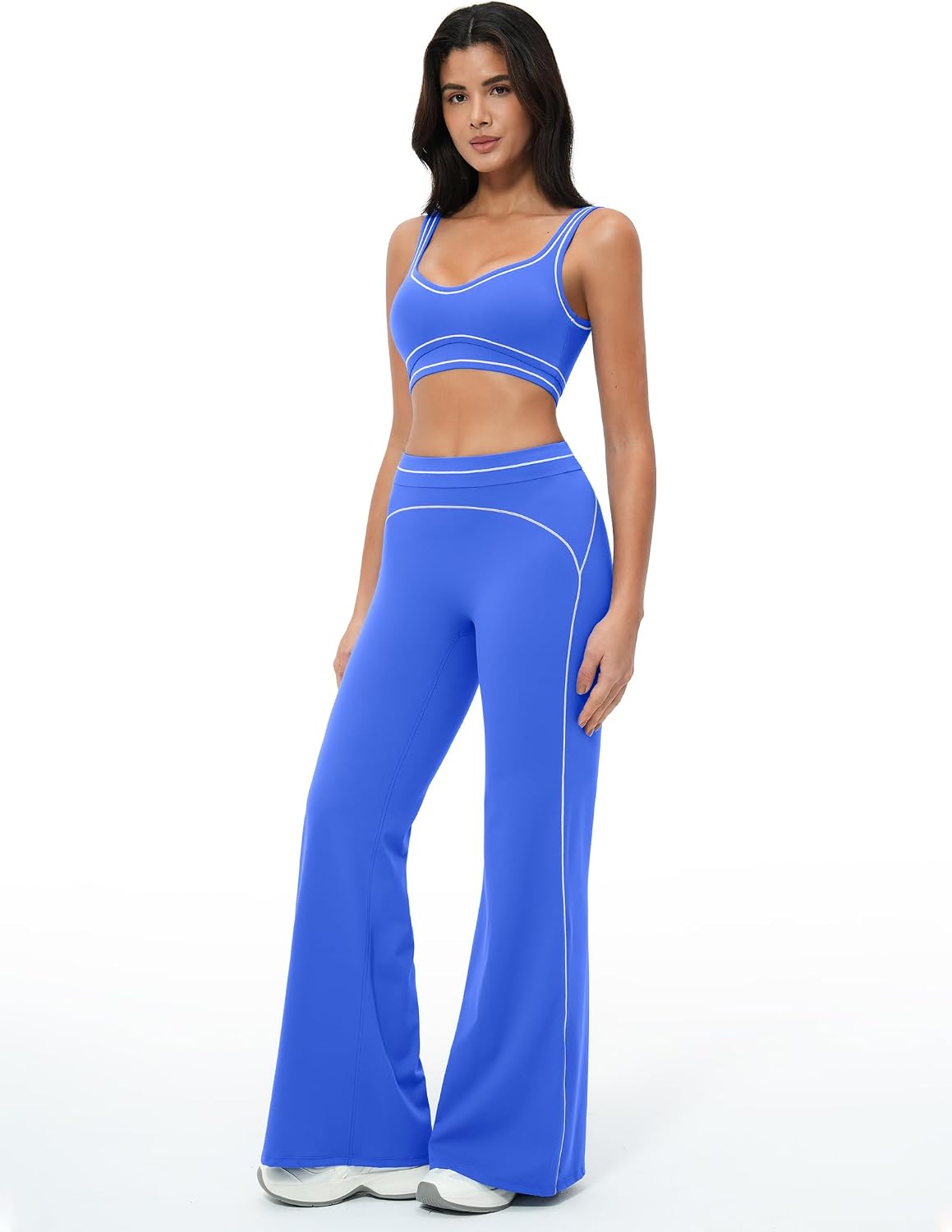 Women 2 Piece Workout U Back Color Block Sports Bra High Waist Tummy Control Active Leggings Yoga Pilates Outfits