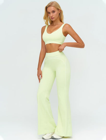 Women 2 Piece Workout U Back Color Block Sports Bra High Waist Tummy Control Active Leggings Yoga Pilates Outfits
