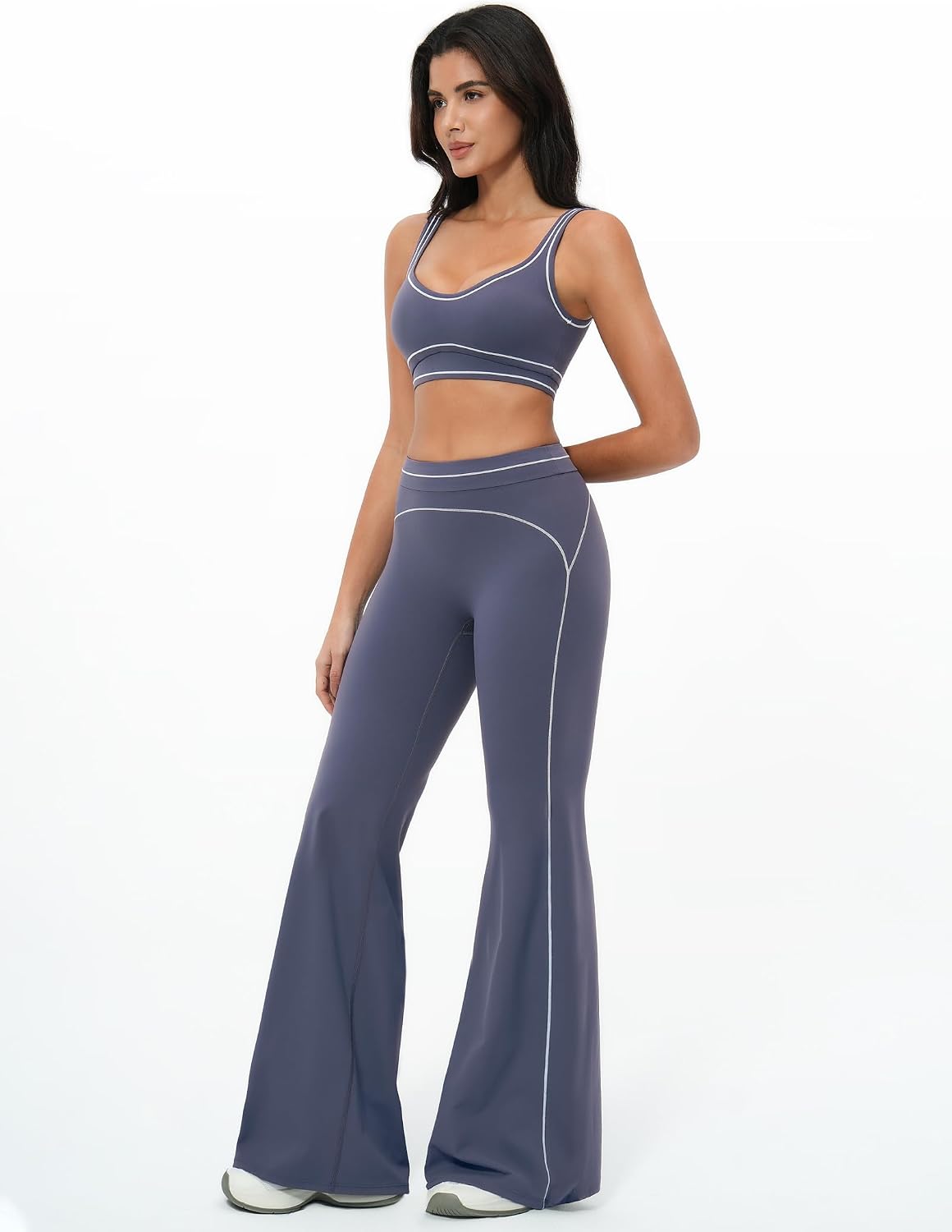 Women 2 Piece Workout U Back Color Block Sports Bra High Waist Tummy Control Active Leggings Yoga Pilates Outfits