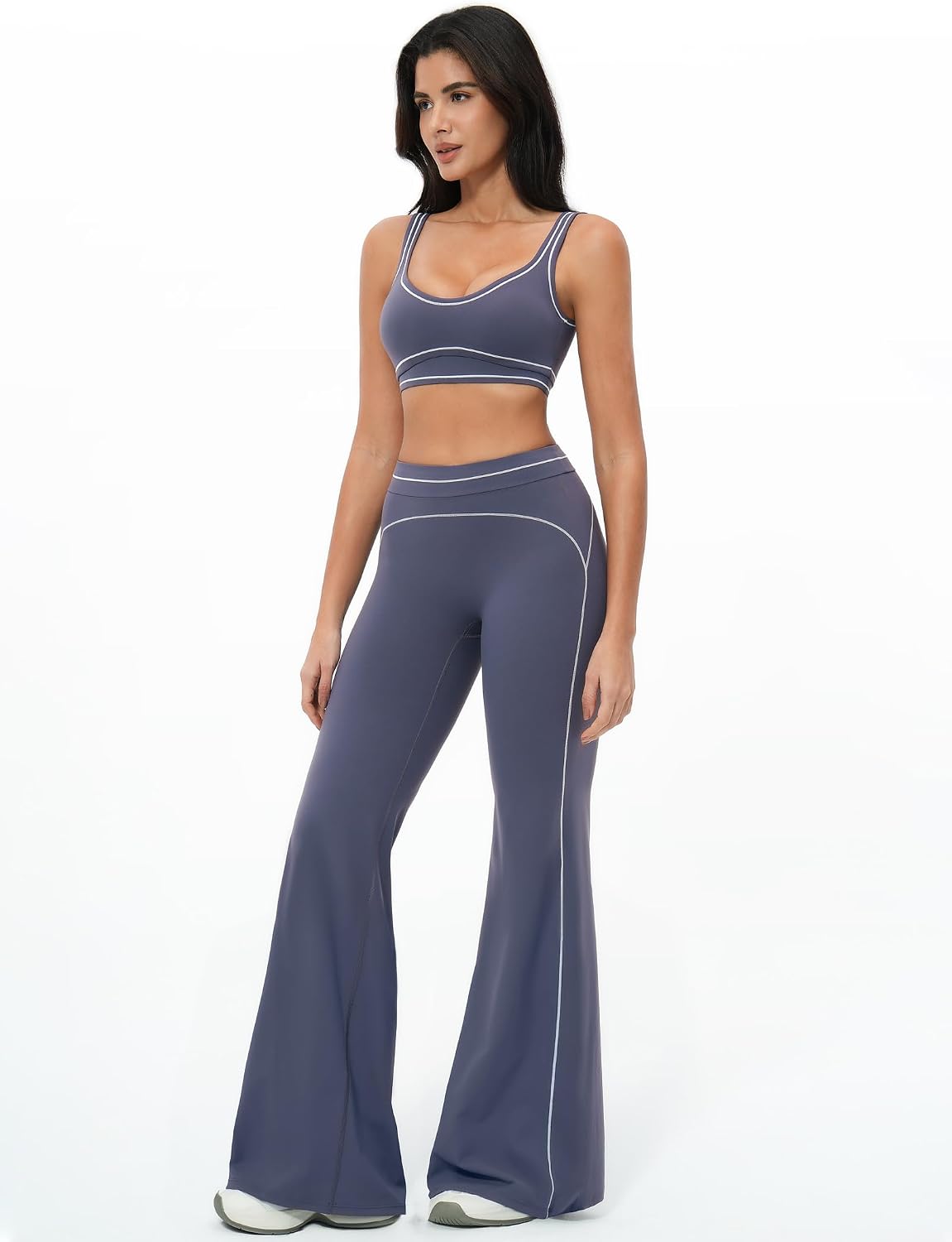 Women 2 Piece Workout U Back Color Block Sports Bra High Waist Tummy Control Active Leggings Yoga Pilates Outfits