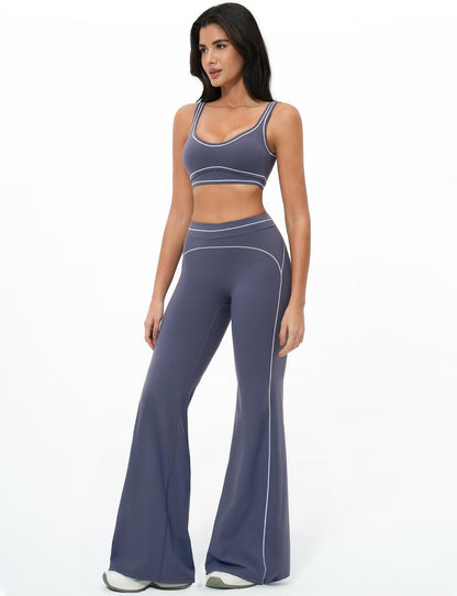 Women 2 Piece Workout U Back Color Block Sports Bra High Waist Tummy Control Active Leggings Yoga Pilates Outfits