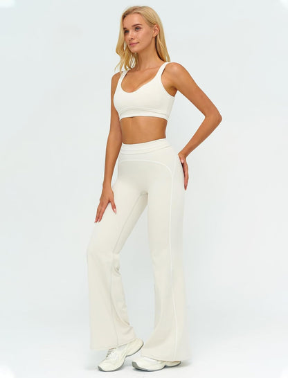 Women 2 Piece Workout U Back Color Block Sports Bra High Waist Tummy Control Active Leggings Yoga Pilates Outfits