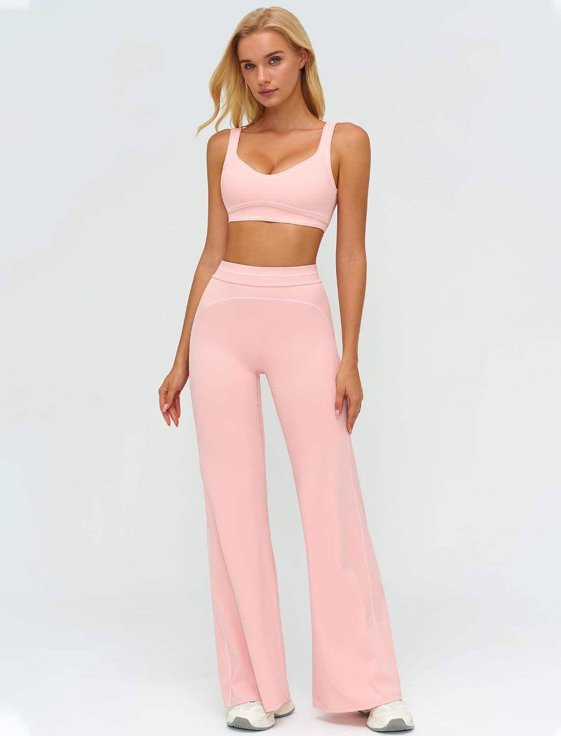 Women 2 Piece Workout U Back Color Block Sports Bra High Waist Tummy Control Active Leggings Yoga Pilates Outfits