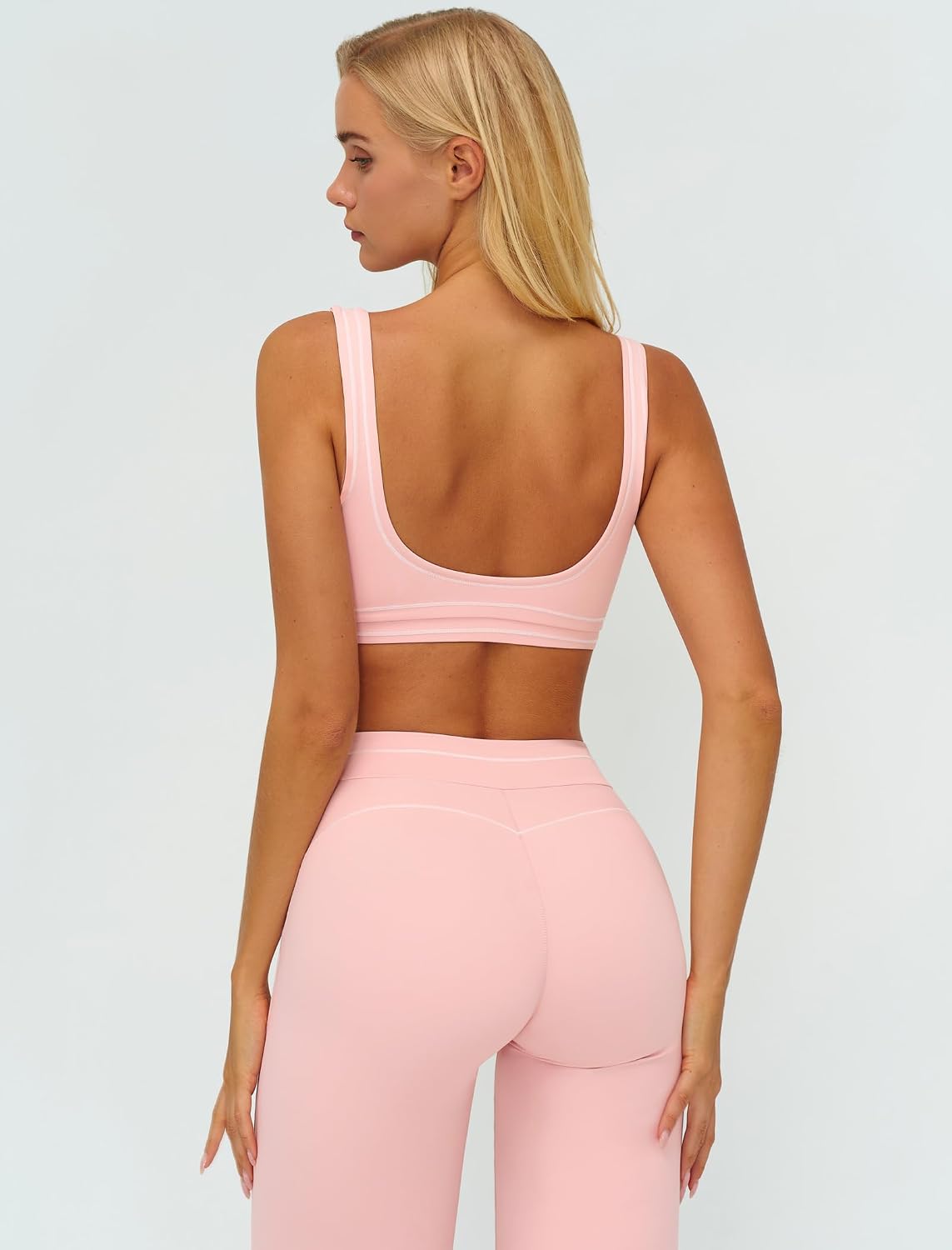 Women 2 Piece Workout U Back Color Block Sports Bra High Waist Tummy Control Active Leggings Yoga Pilates Outfits
